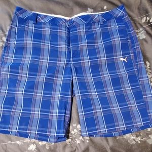 Puma Men's Golf Shorts, Size 40, Blue Plaid